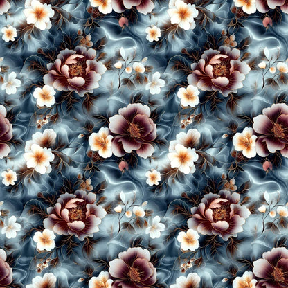 „Minky Glatt Stoff Weiß Blau Blüten – OEKO-TEX zertifiziert & ideal für Kuscheldecken“