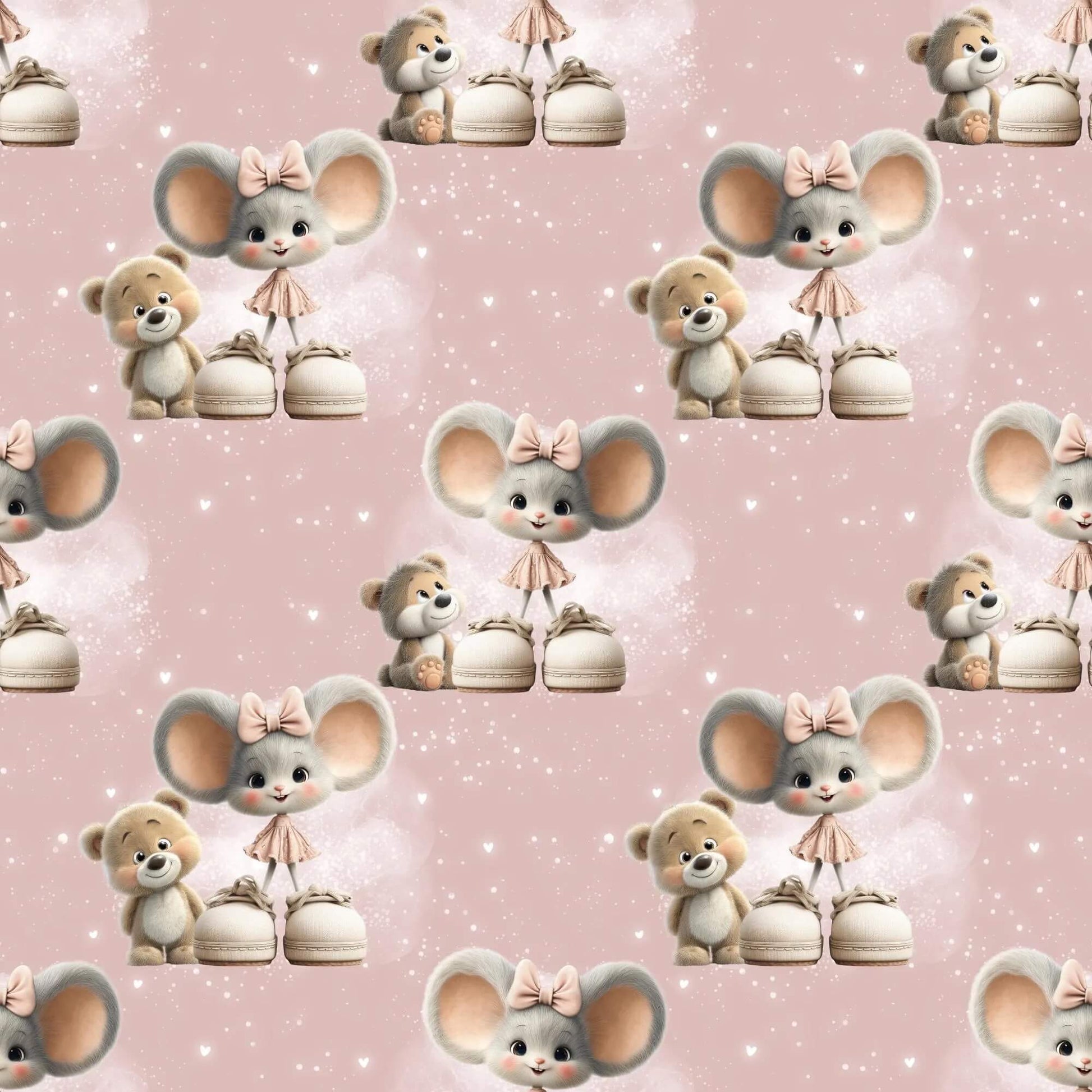 „Minky Glatt Stoff Mausmotiv – OEKO-TEX zertifiziert & ideal für Kuscheldecken“