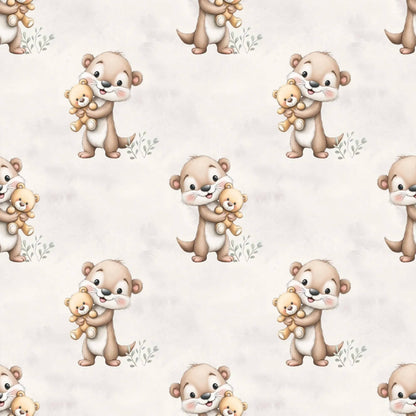 „Minky Glatt Stoff Ottermotiv – OEKO-TEX zertifiziert & ideal für Kuscheldecken“