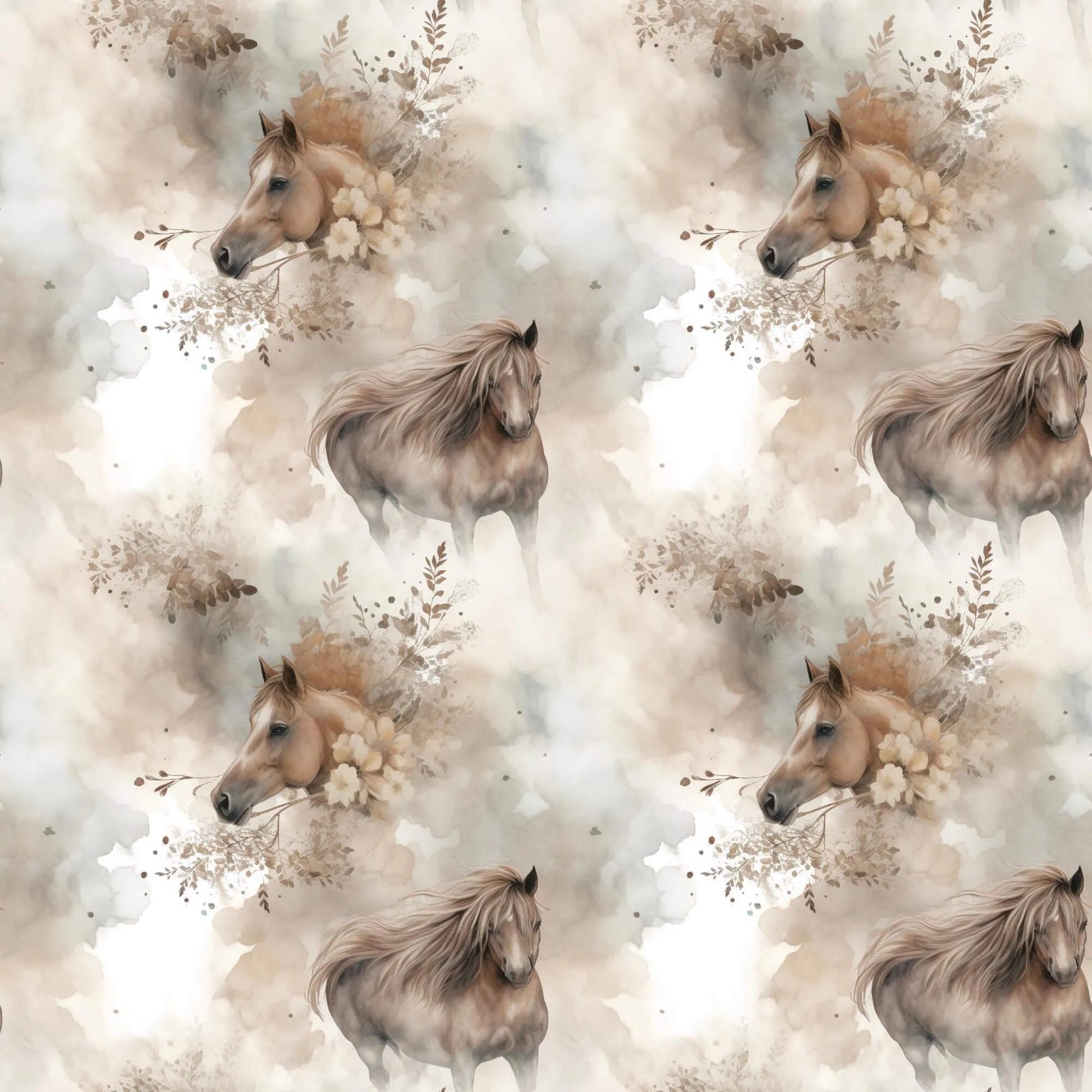„Minky Glatt Stoff Pferd Aquarell – OEKO-TEX zertifiziert & ideal für Kuscheldecken & Accessoires“