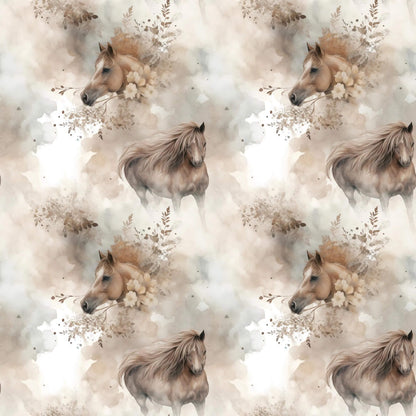 „Minky Glatt Stoff Pferd Aquarell – OEKO-TEX zertifiziert & ideal für Kuscheldecken & Accessoires“
