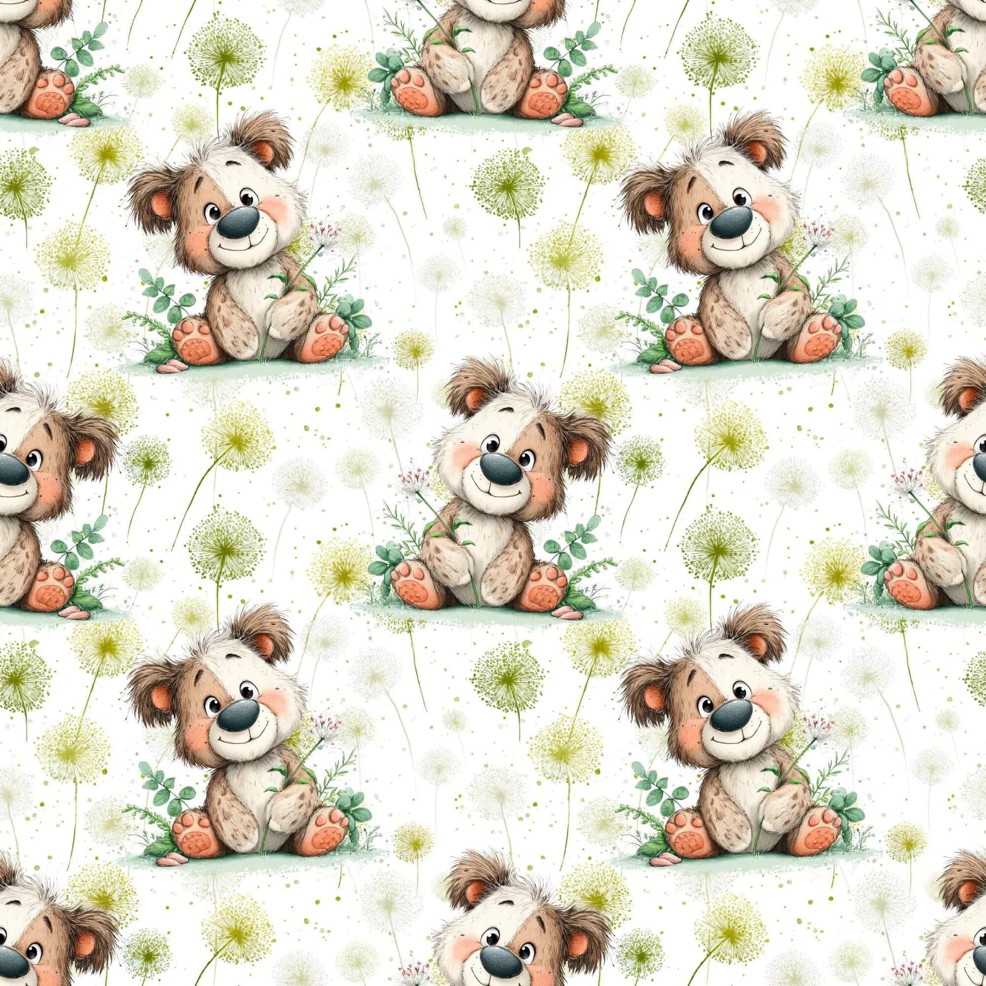 „Minky Glatt Stoff Pusteblumenbär – OEKO-TEX zertifiziert & ideal für Kuscheldecken“