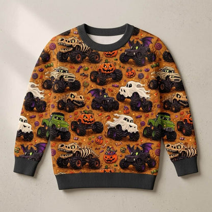 Spooky Monster Trucks Kinderpullover am Kleiderbügel