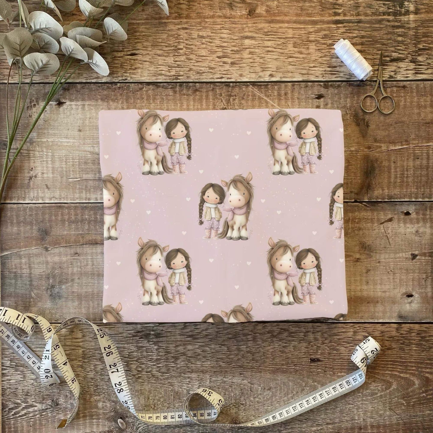 Jersey Kinderstoff mit Pferd & Mädchen – OEKO-TEX zertifiziert & liebevoll illustriert