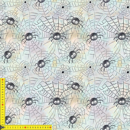 Spinnennetzfreunde Stoffdetail mit Maßband Nahaufnahme