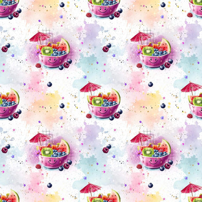 Stoff Meterware Kinder bunt Aquarell Früchte Design
