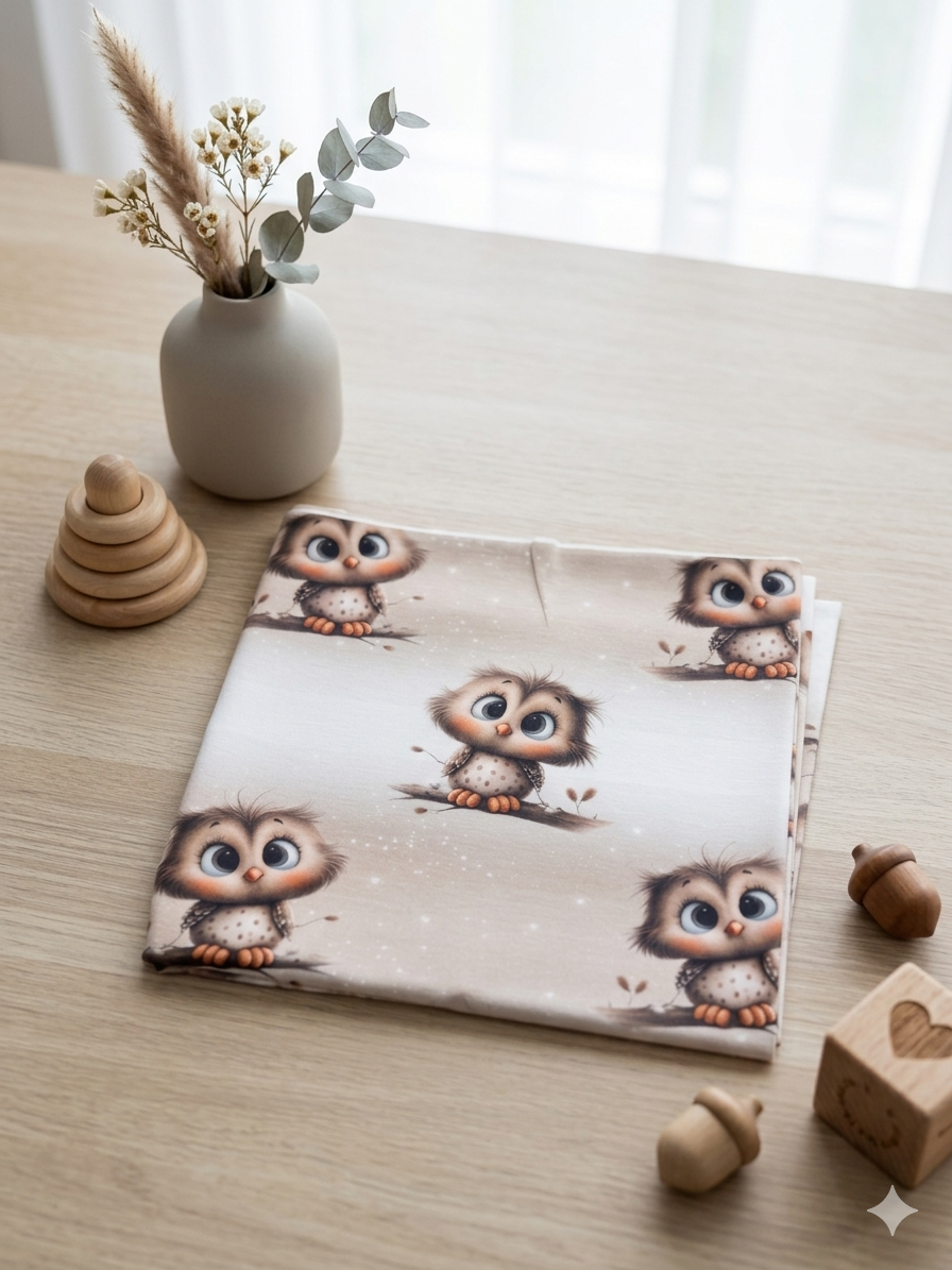 Jersey Eule Kinderstoff OEKO TEX 100 weich Meterware

