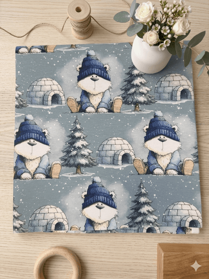 Jersey Winter Bär Kinderstoff OEKO TEX 100 weich Meterware
