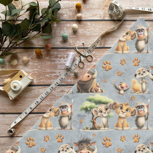 French Terry Löwe blau Kinderstoff OEKO TEX 100 Meterware weich
