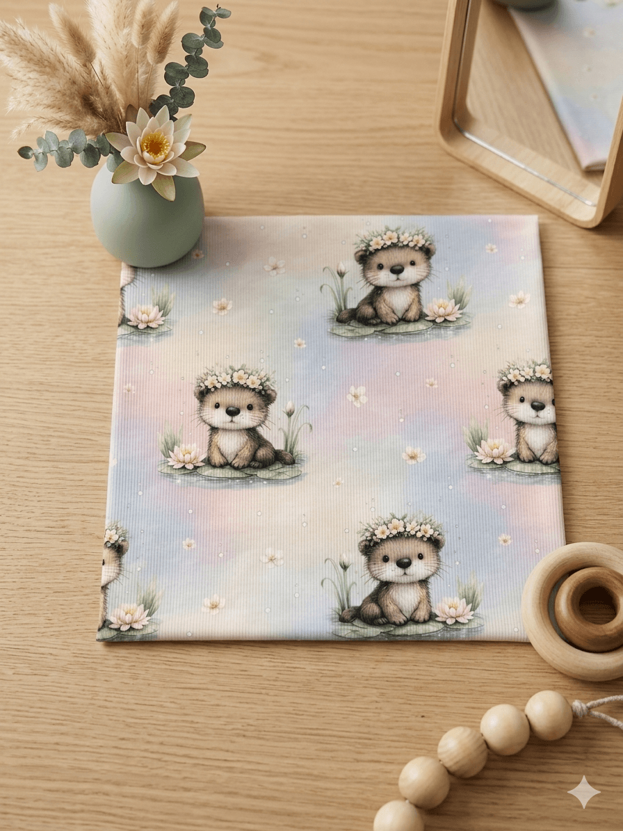 Rib Jersey Otter Blumenkranz Kinderstoff OEKO TEX 100 weich Meterware
