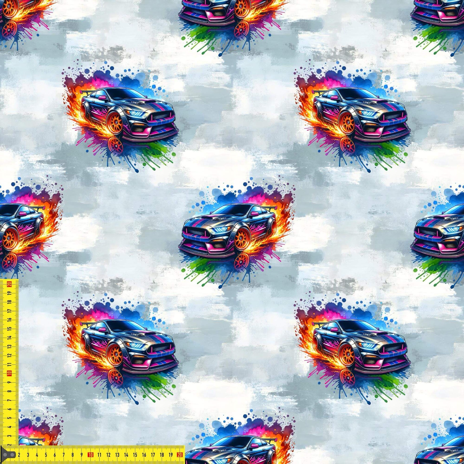 Nitro Drift French Terry – hochwertiger Kinderstoff mit dynamischem Automotiv
