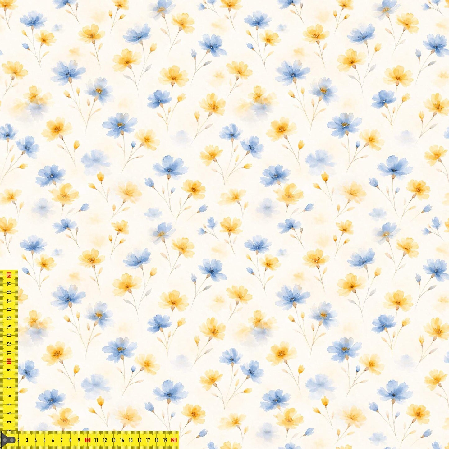 Jersey Stoff Sommerblüten mit Aquarellblumen als hochwertige Stoff Meterware
