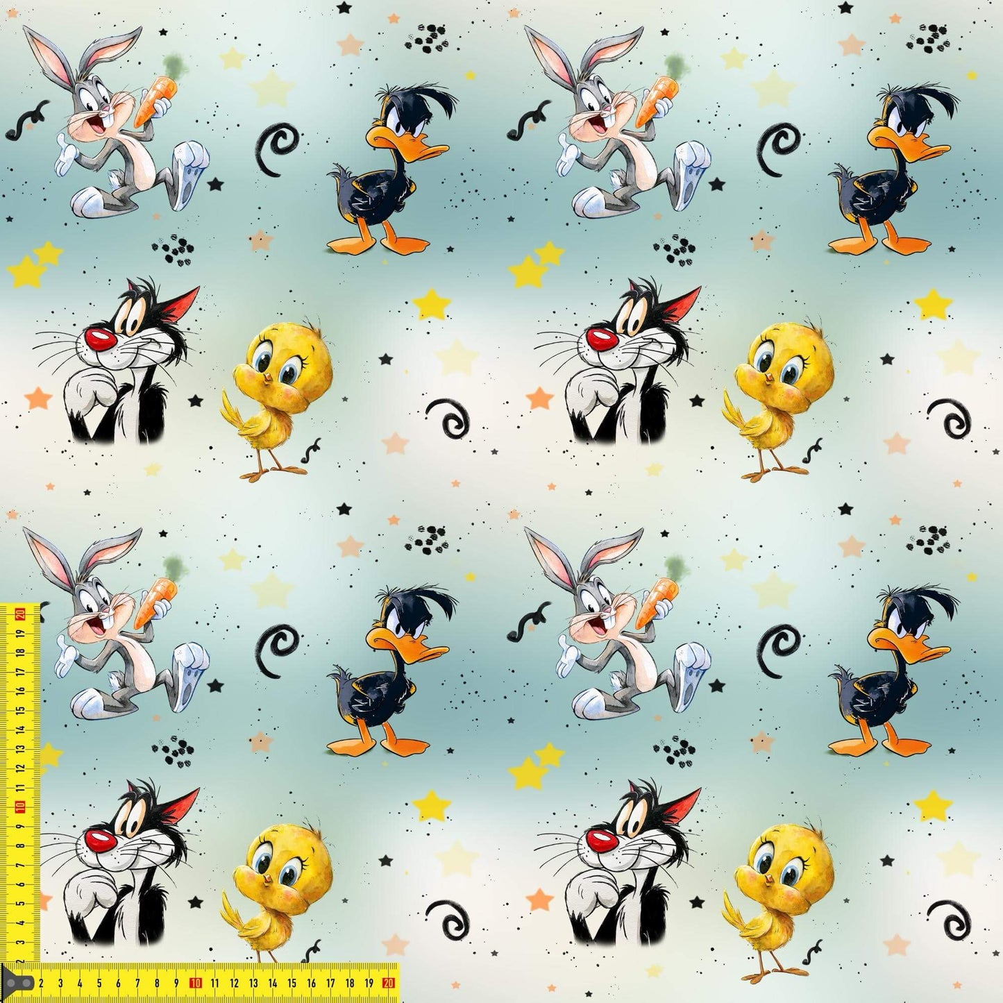 Jersey Stoff Comicfreunde als Stoff Meterware mit bunten Comicmotiven
