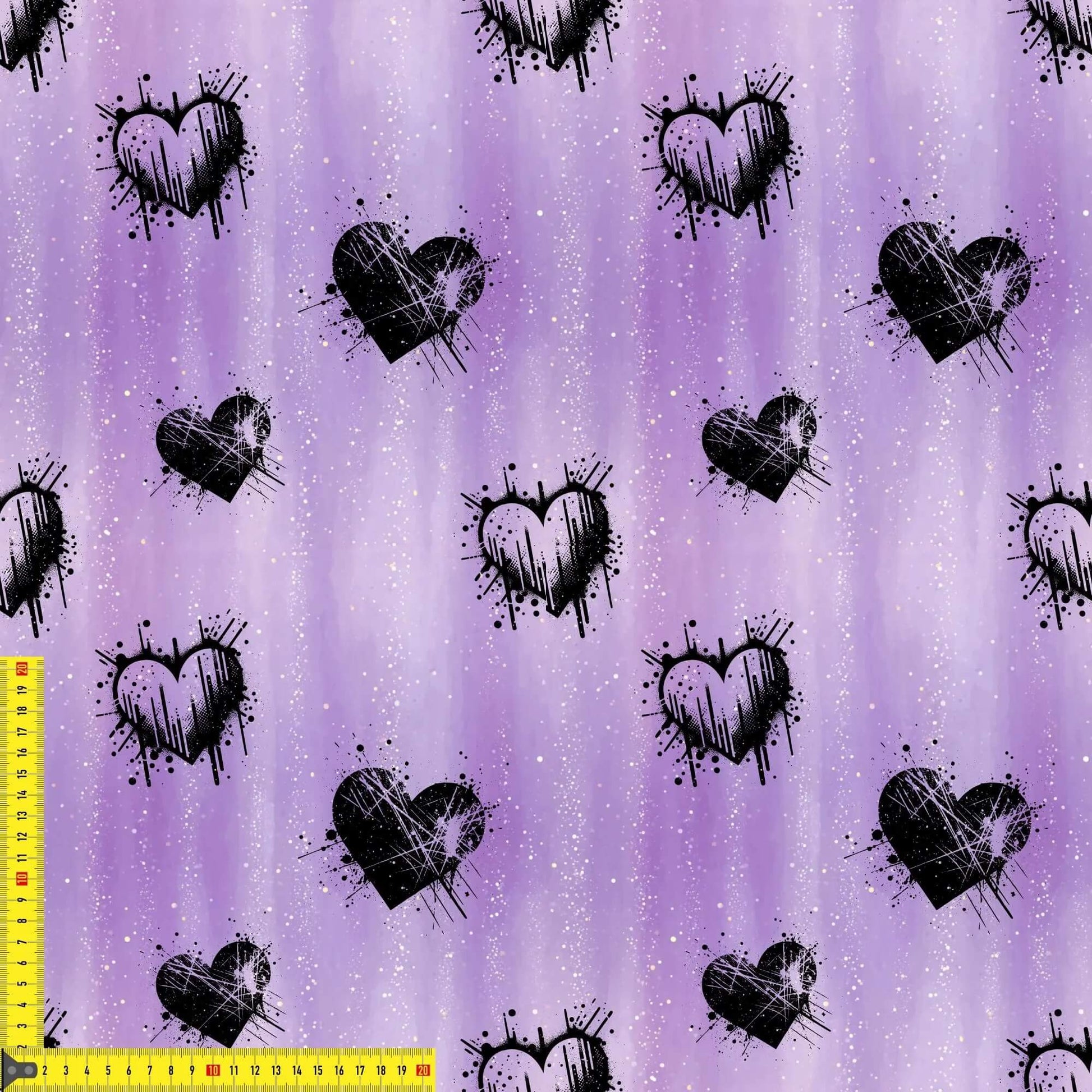 Jersey Stoff Purple Rebel für Kinderkleidung und Babykleidung mit Herzmotiv
