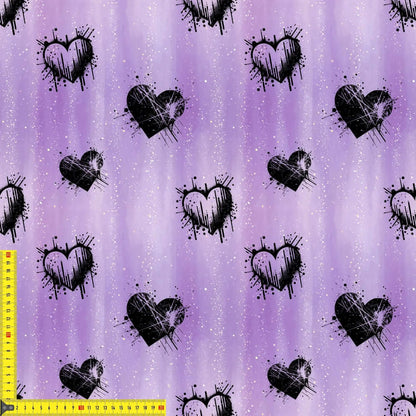 Jersey Stoff Purple Rebel für Kinderkleidung und Babykleidung mit Herzmotiv
