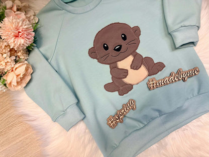 Stickmuster Otter Babyshirt Applikation Stickdatei
