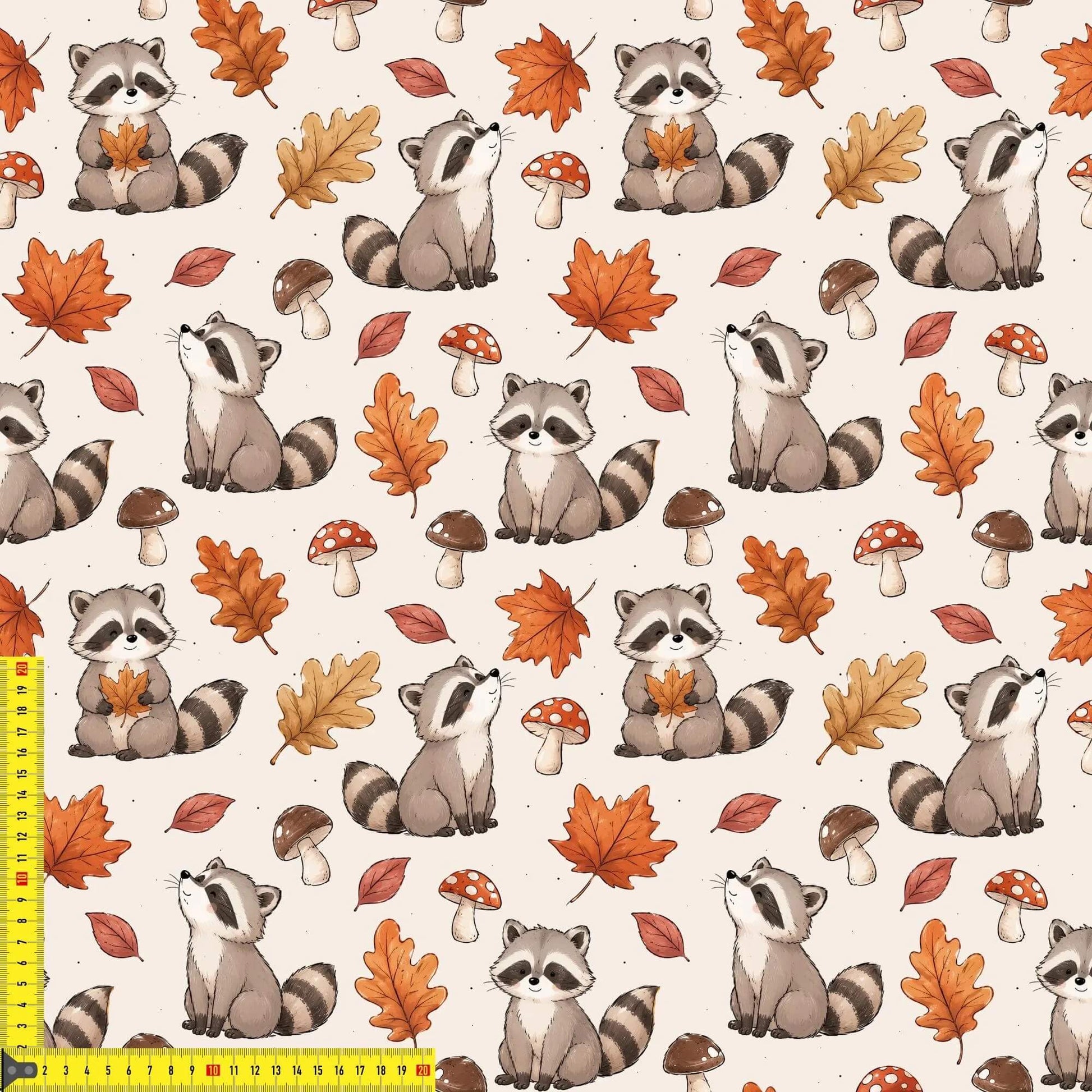 Kinderstoff Herbstzauber Waschbär auf Jersey French Terry Baumwolle OEKO TEX

