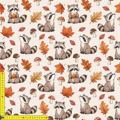 Kinderstoff Herbstzauber Waschbär auf Jersey French Terry Baumwolle OEKO TEX
