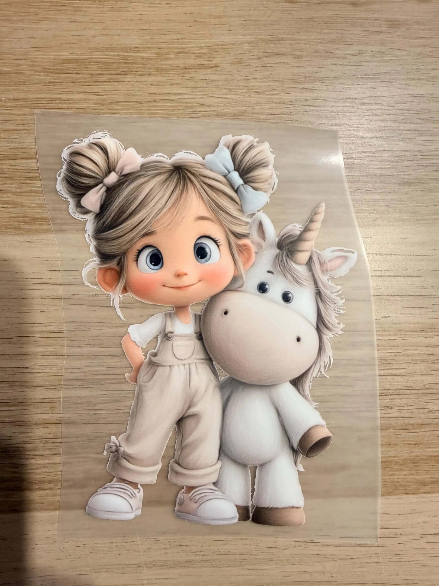 DTF Bügelbild Mädchen mit Einhorn für Shirt Pullover Kinder
