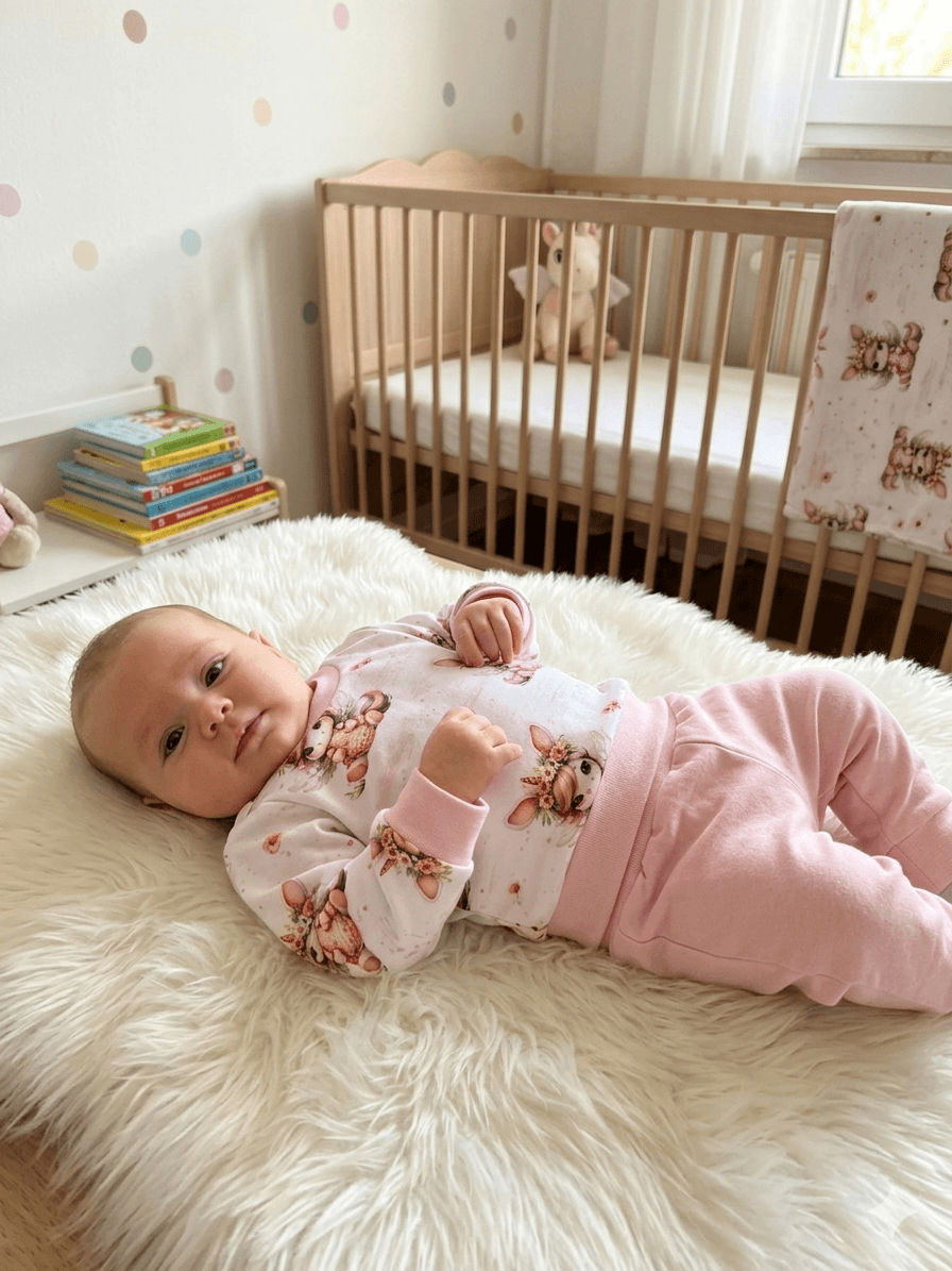 Weißer French Terry Pullover Größe 62 mit Einhornprint

