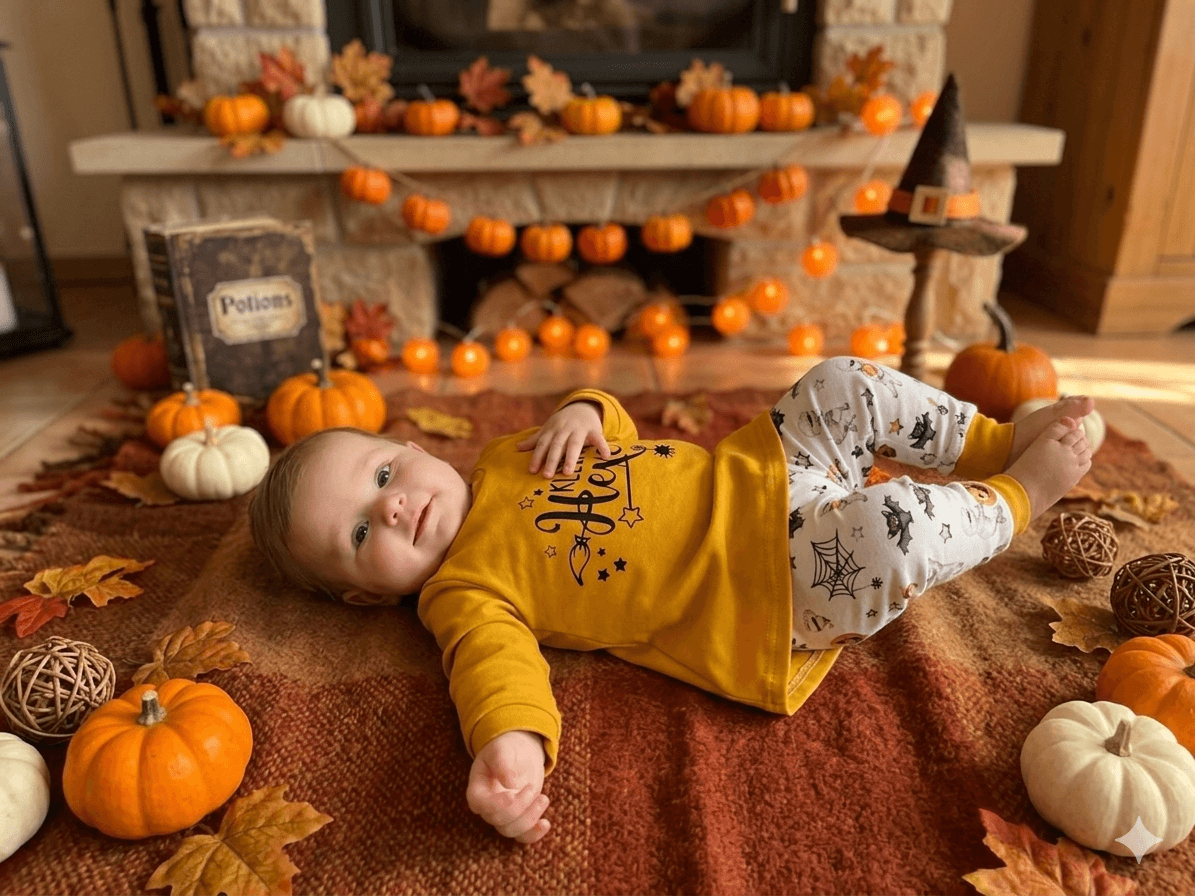 Gelbes Baby Kleid Größe 62 mit „Kleine Hexe“ Schriftzug
