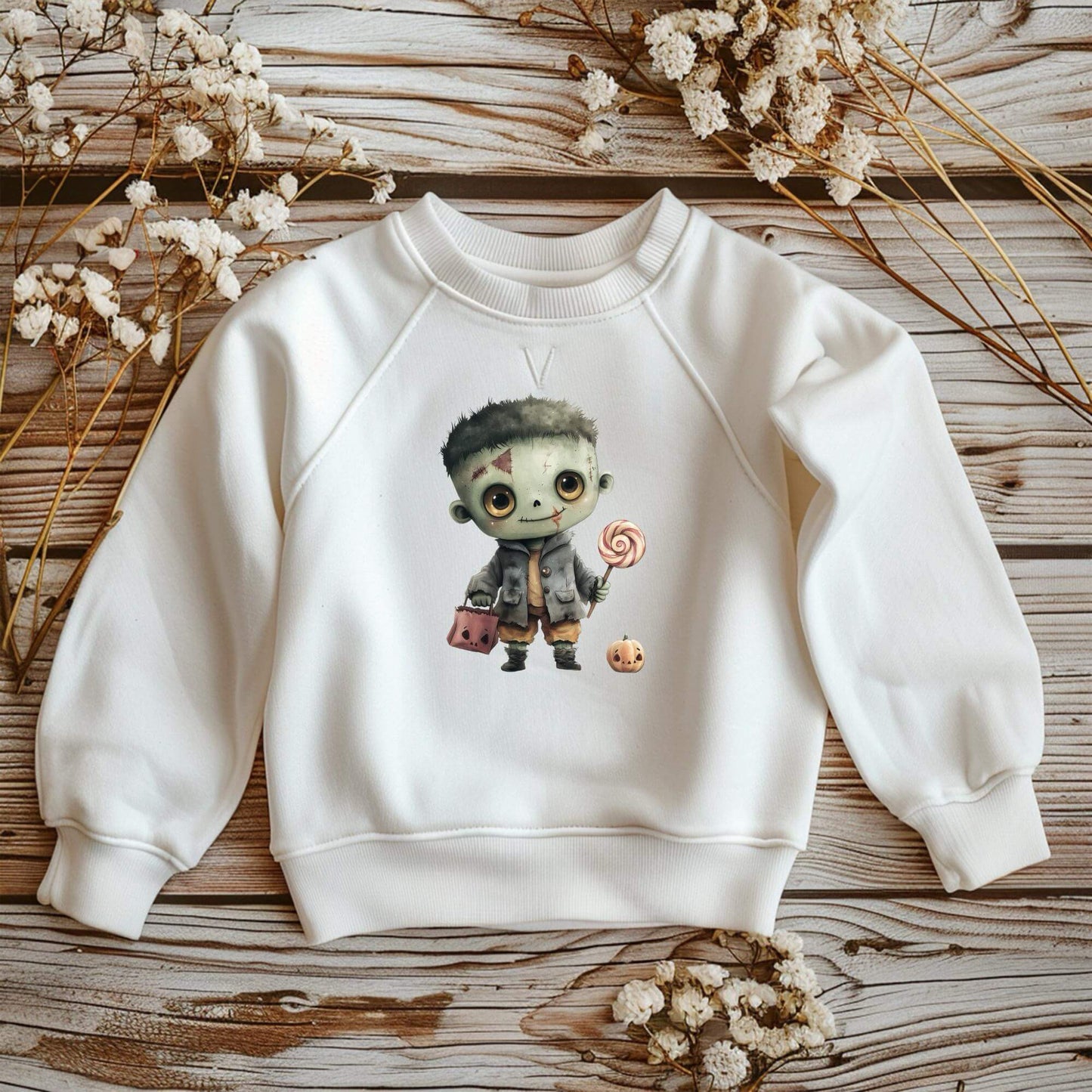 Halloween Buegelbild Monster 13x15cm mit DTF Folie und Lolli