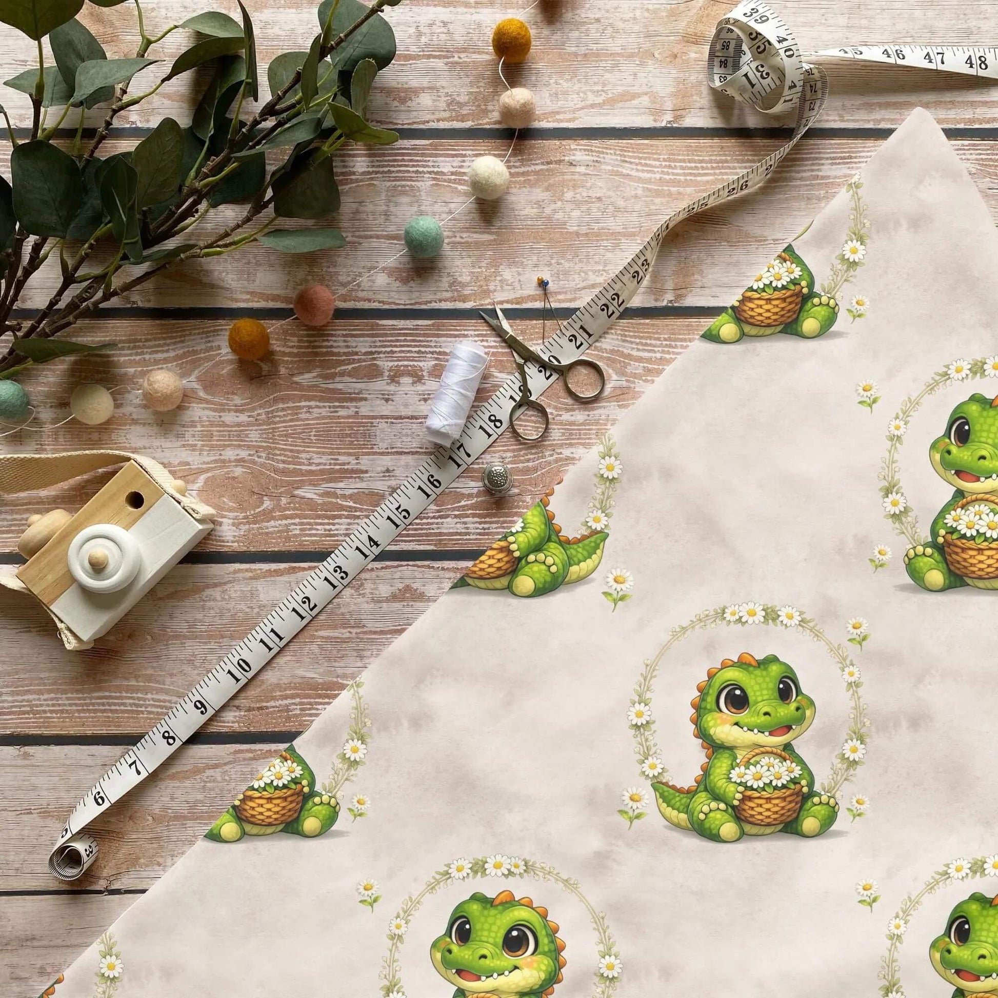 Krokodil Blumenkranz Rib Jersey Kinderstoff – Rib Jersey Stoff Meterware
