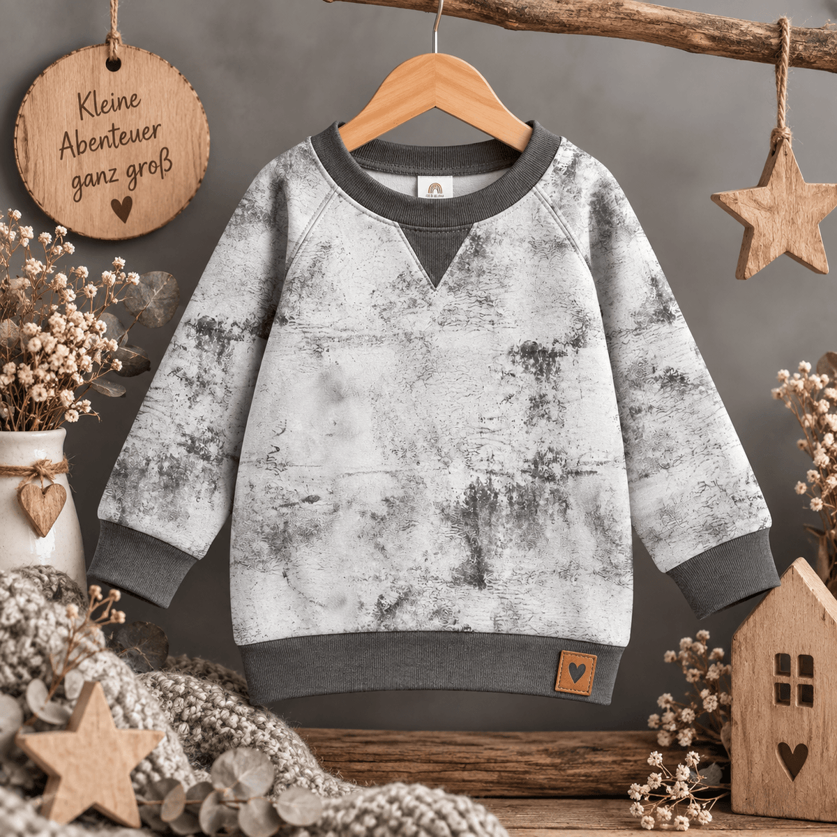 Stoff Meterware Kombi Hellgrau Kinderstoffe Nähbeispiel
