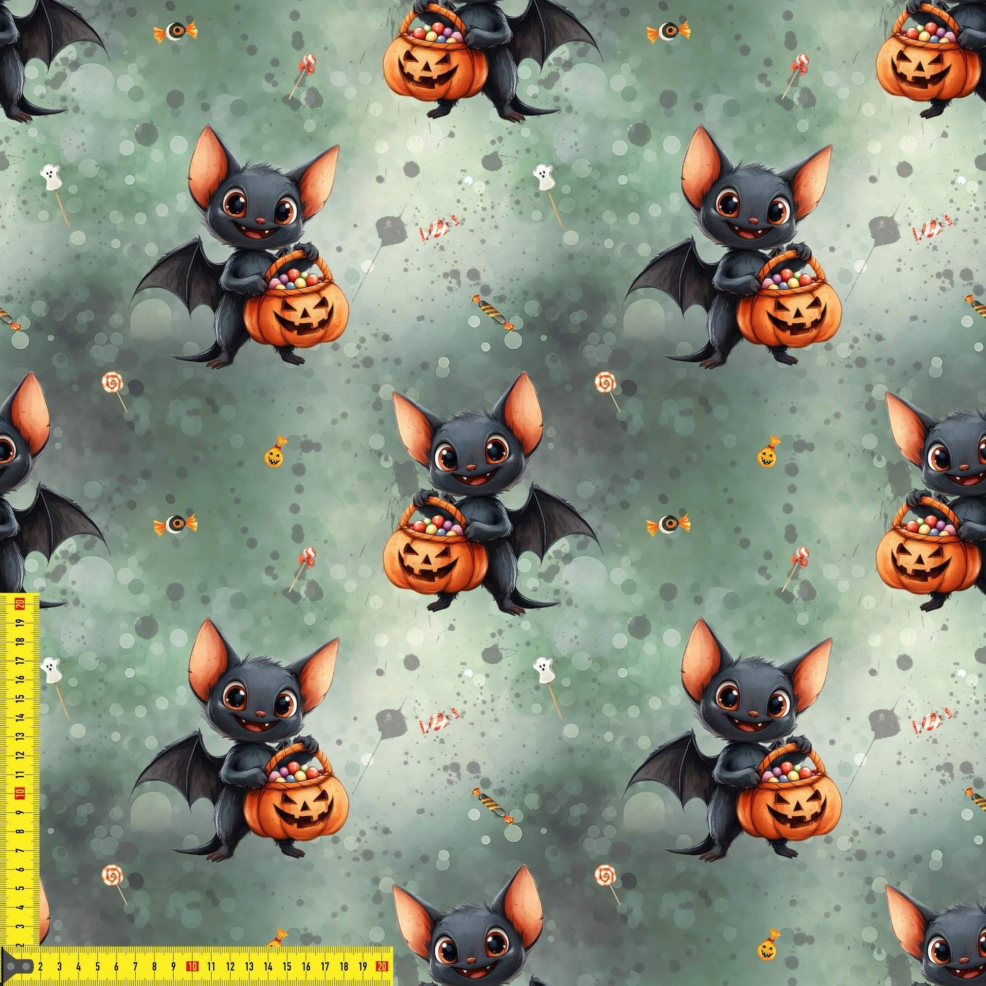 French Terry Kinderstoff Fledermaus Halloween Lagerware Stoff Meterware für Hoodies und Kinderkleidung
