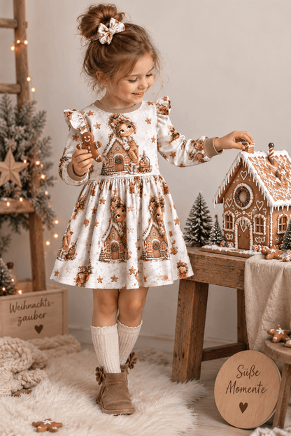 Kinderstoff Lebkuchenzauber Kleid Mädchen Lebkuchenhaus