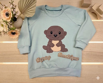 Otter Stickdatei Kinderkleidung Babykleidung Applikation

