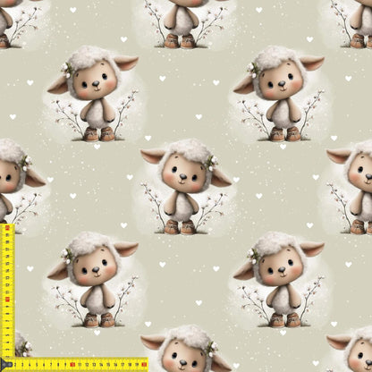 Kinderstoff Schäfchen auf Jersey French Terry Baumwolle für Babys und Kinder
