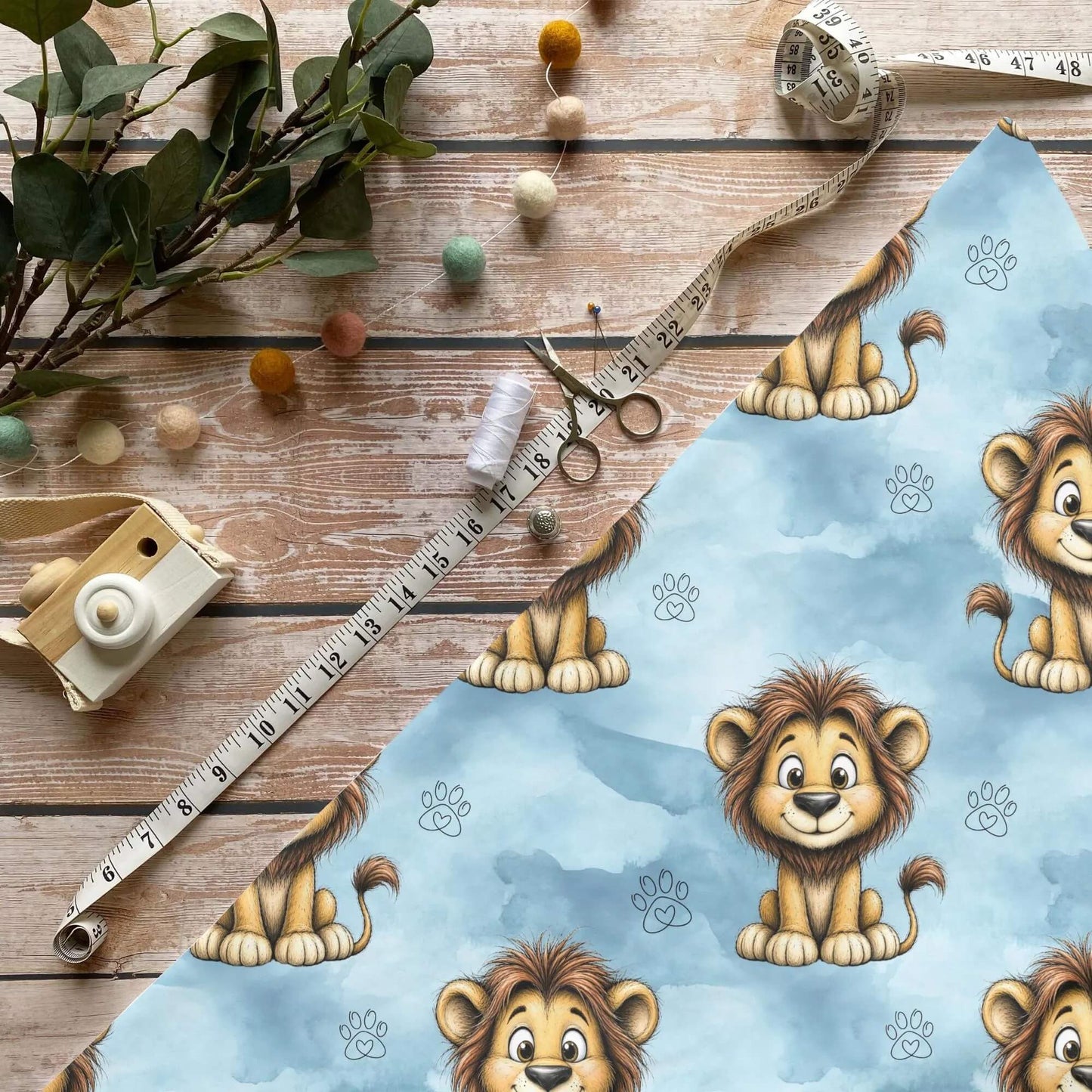 Jersey Stoff Meterware Kleiner Löwe Kinderstoffe Babystoffe