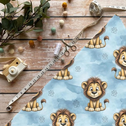 Jersey Stoff Meterware Kleiner Löwe Kinderstoffe Babystoffe