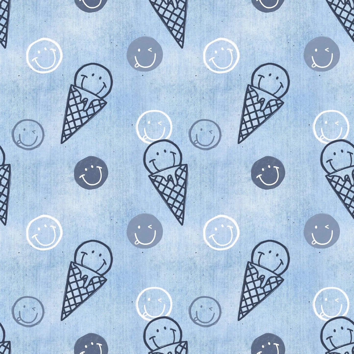 Smiley Eis Design Musselin – leichter Stoff für Baby‑ und Kinderkleidung
