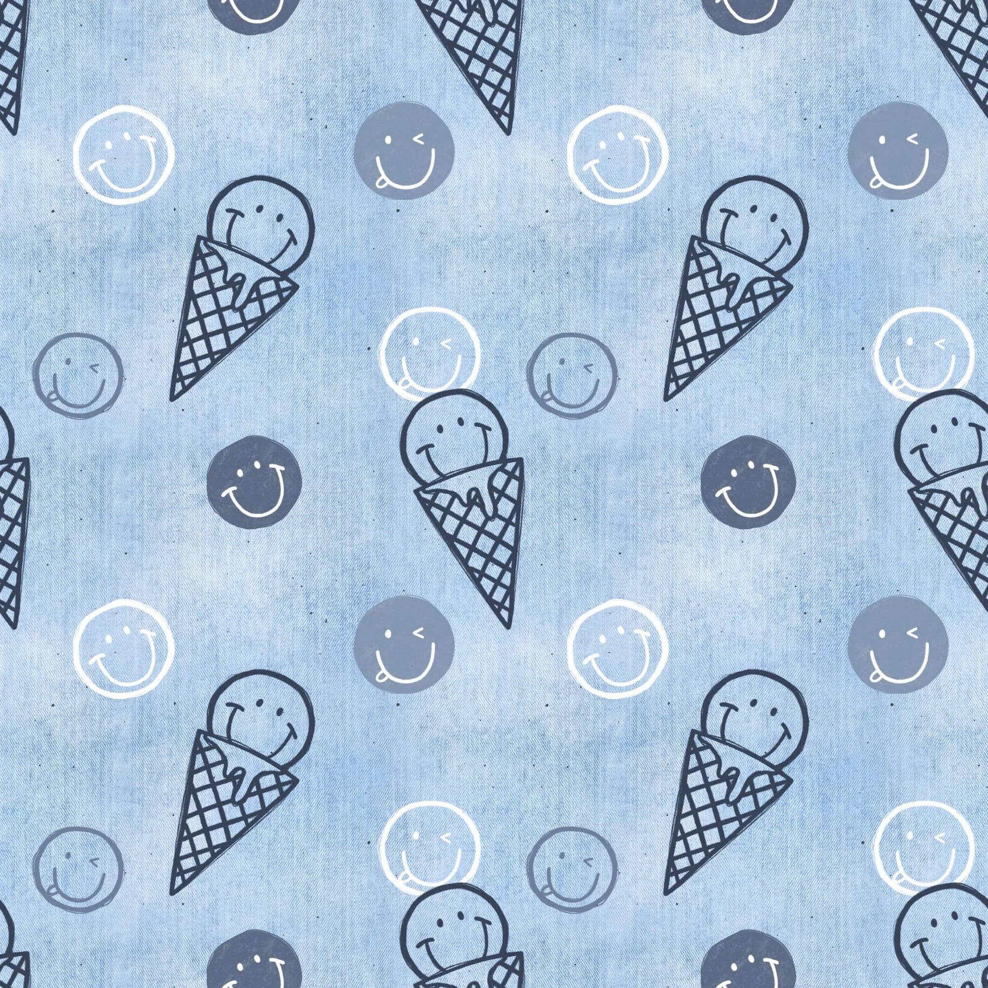 Smiley Eis Design Musselin – leichter Stoff für Baby‑ und Kinderkleidung
