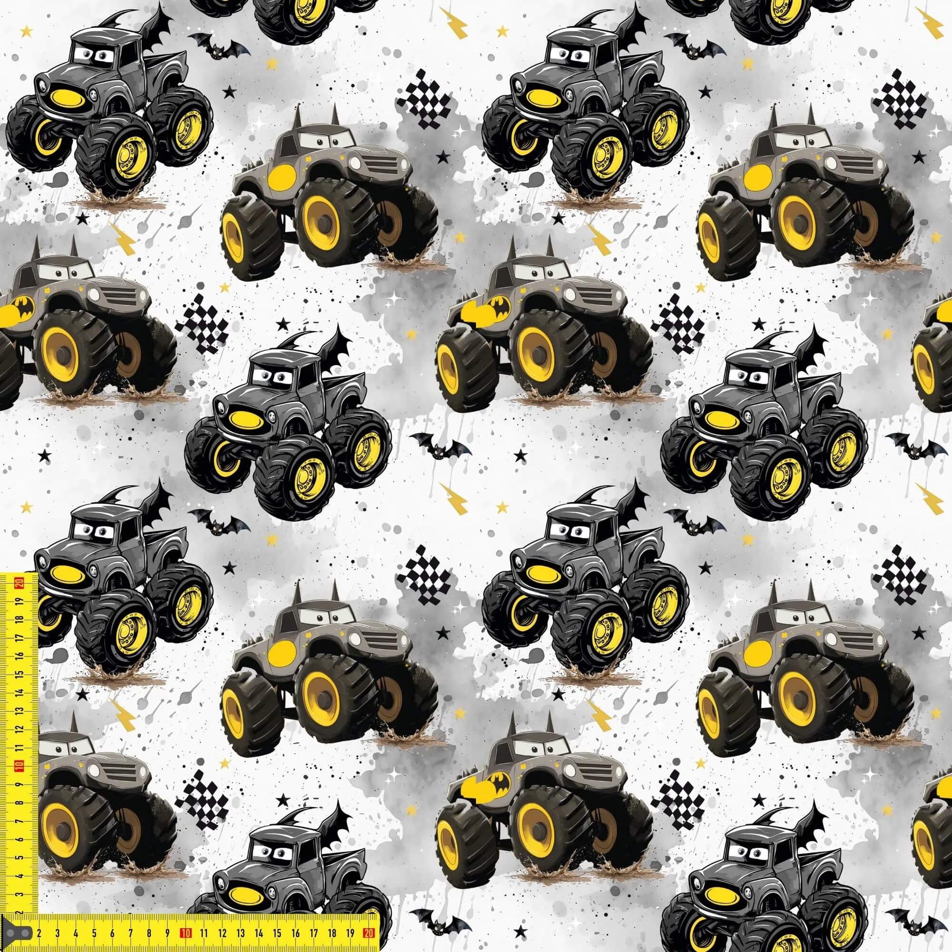 „Softshell Meterware Monstertruck – ideal für Jacken & Outdoorprojekte“