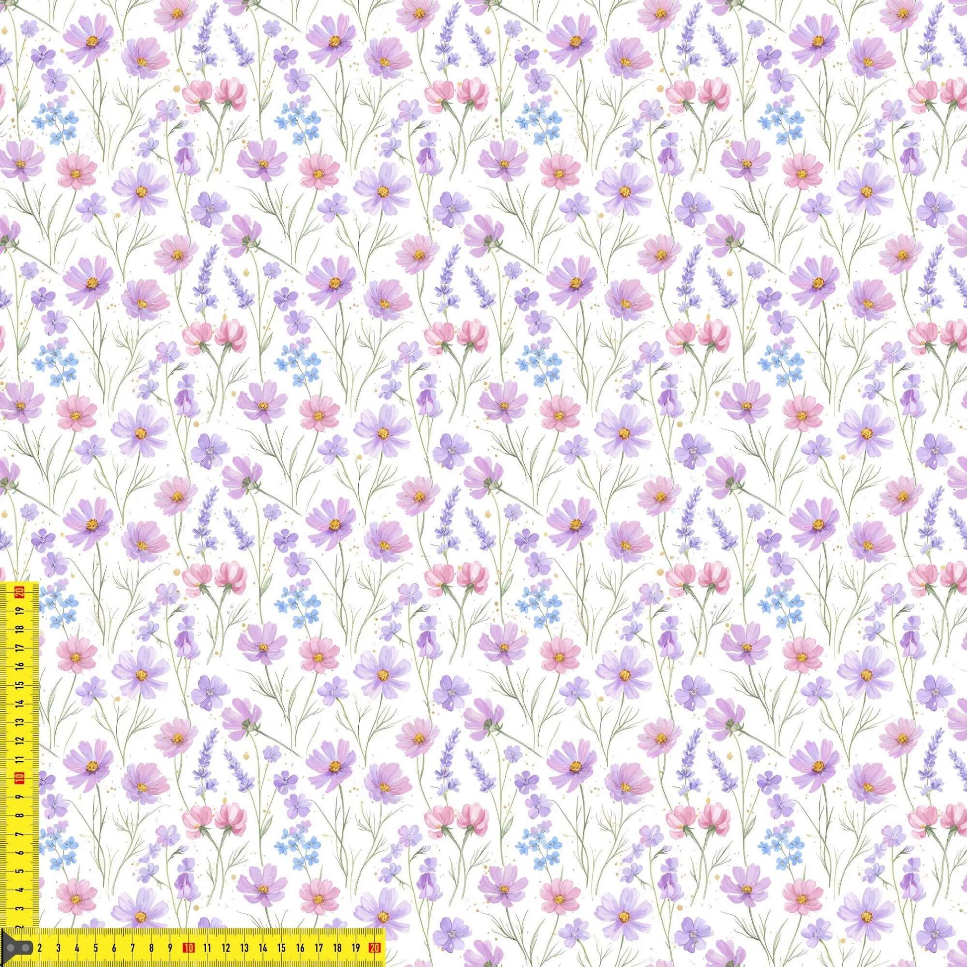 Sommerwiese Stoff auf Jersey – florales Aquarellmotiv OEKO‑TEX 100
