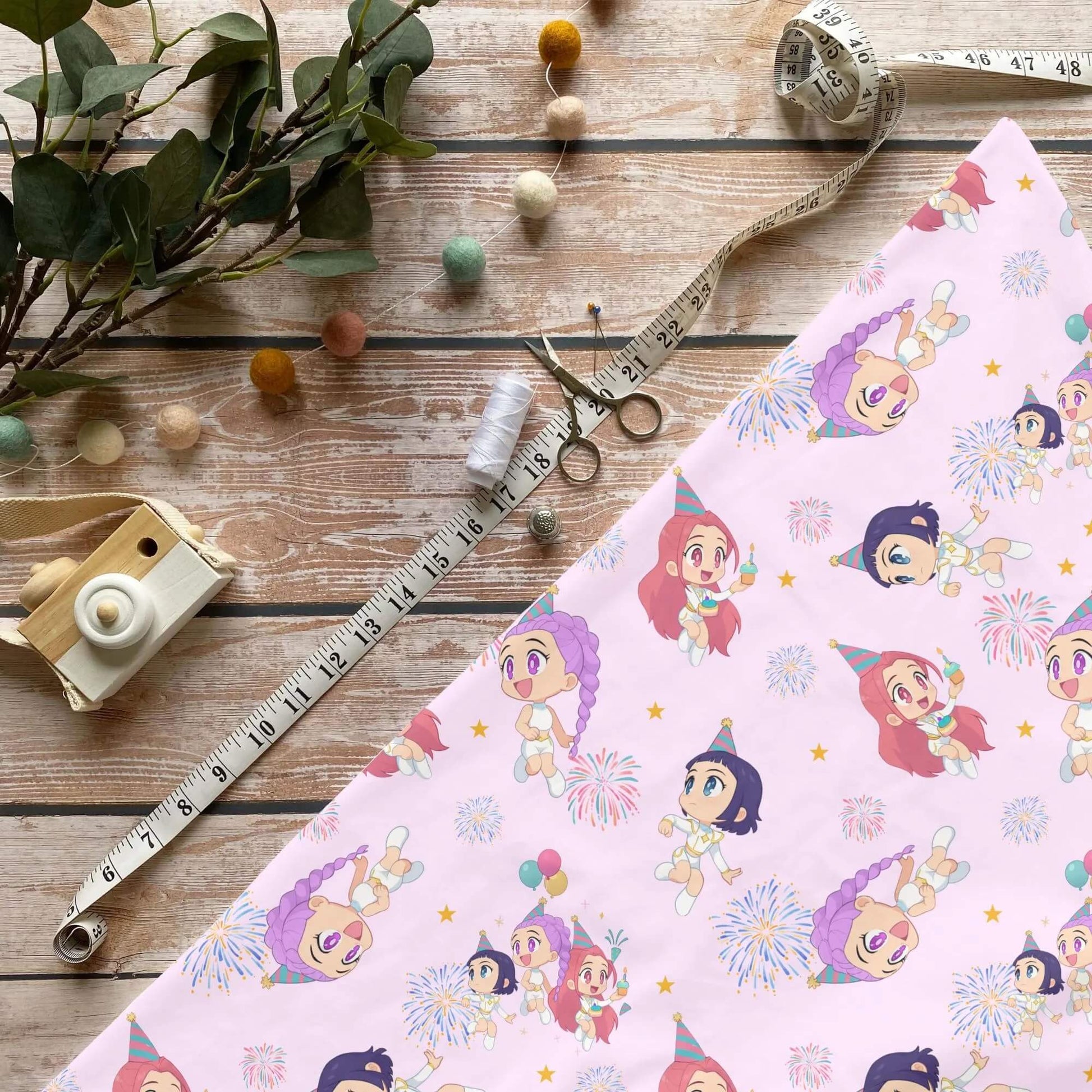 Party Kinderstoff Rosa Meterware Jersey Mädchen Stoff
