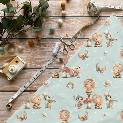 „Biene mit Freunden Stoff Meterware – ideal fuer Kinderkleidung & Naturaccessoires“