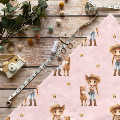 „Cow Girl Stoff Meterware – ideal für Kinderkleidung & Westernmotive“