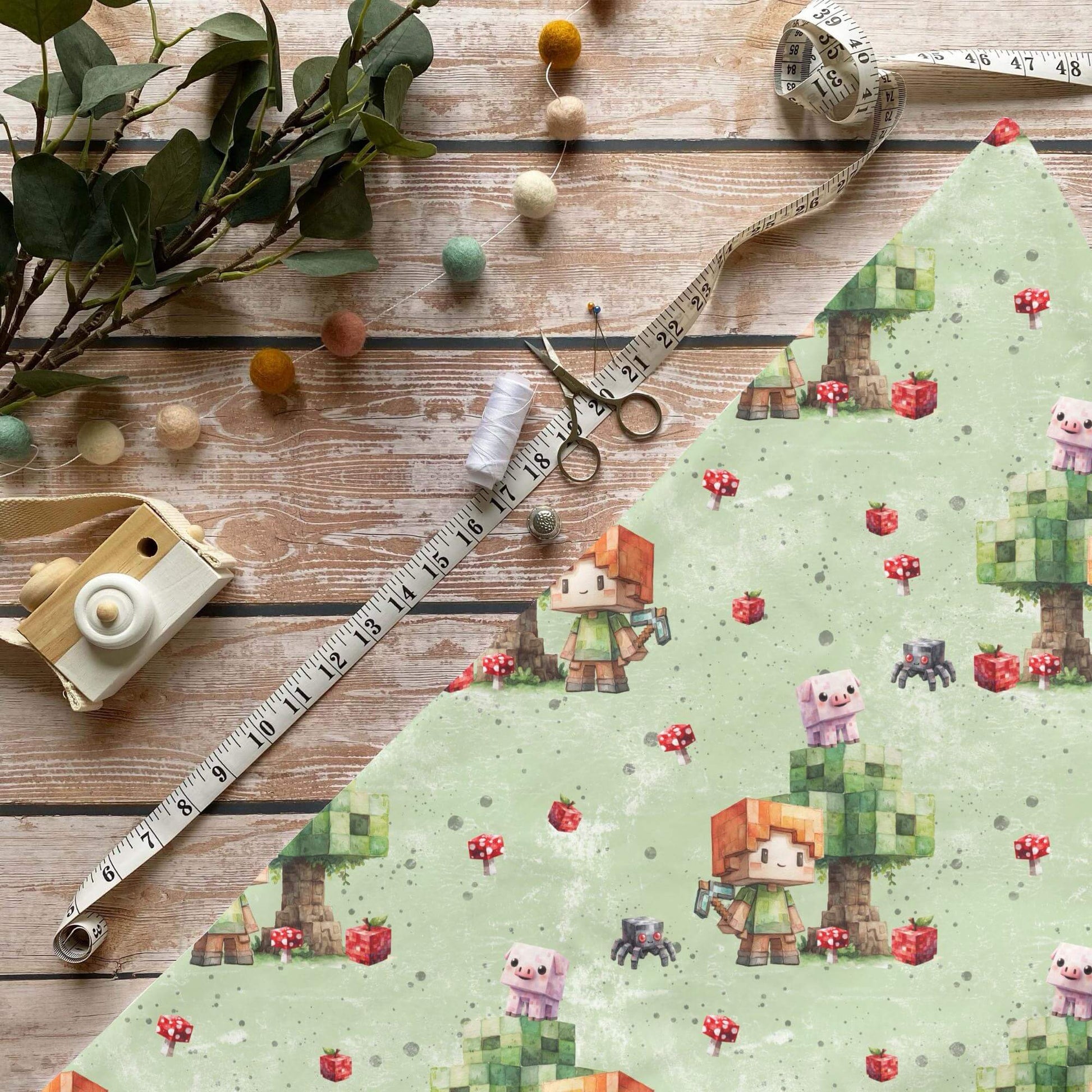 „Handwerk Hellgrün Stoff Meterware – ideal für Kinderkleidung & Gamingmotive“