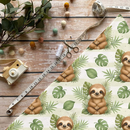 „Faultier Stoff Meterware – ideal für Kinderkleidung & Tropenmotive“