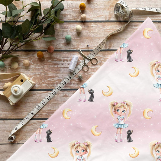 „Moon Girl Stoff Meterware – ideal für Kinderkleidung & Fantasiemotive“