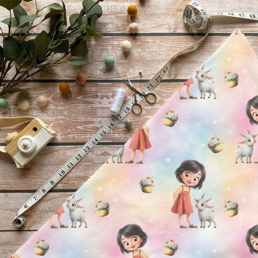 „Almmädchen Stoff Meterware – ideal für Kinderkleidung & Alpenmotive“