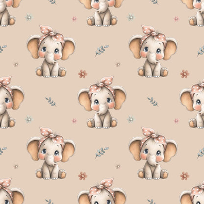 Stoff Meterware Elefant mit Maßband Größenansicht
