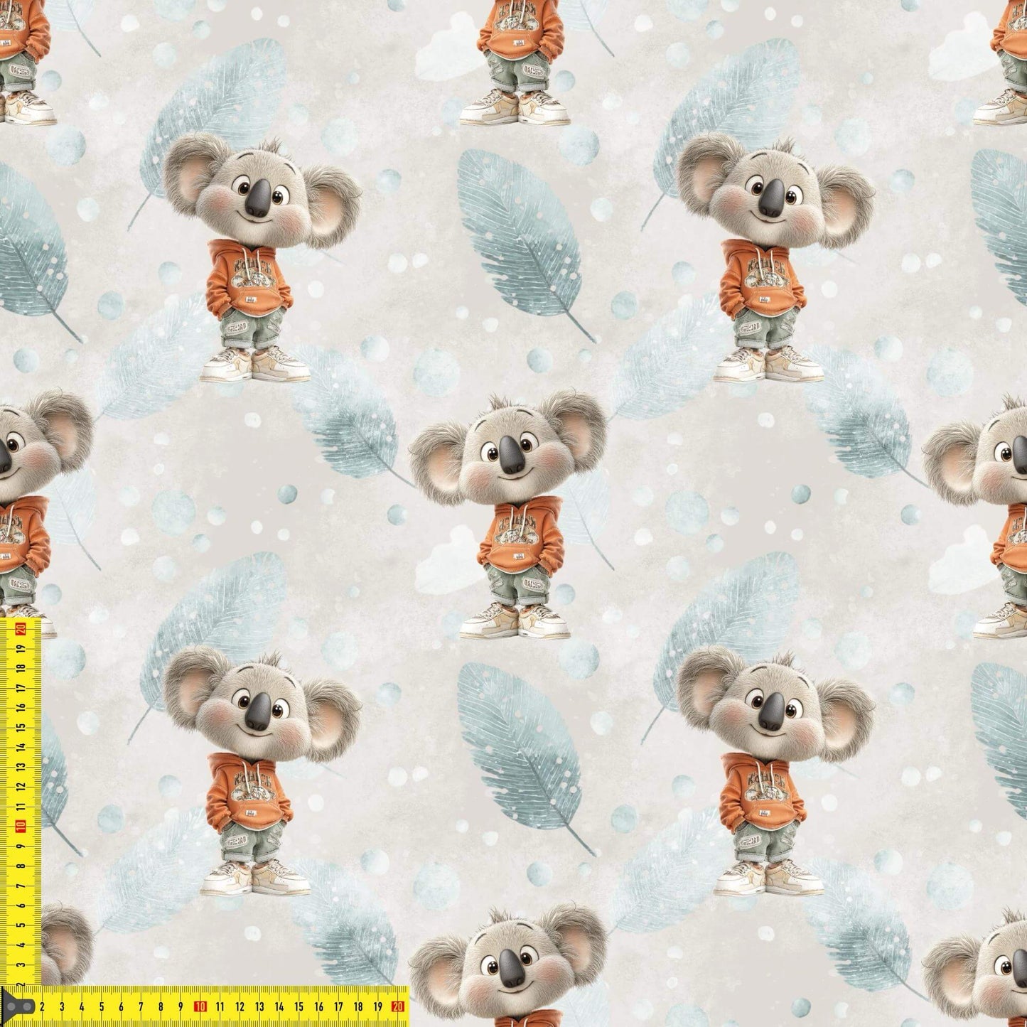 Koala Kinderstoff Meterware Maßband Größenansicht Jersey
