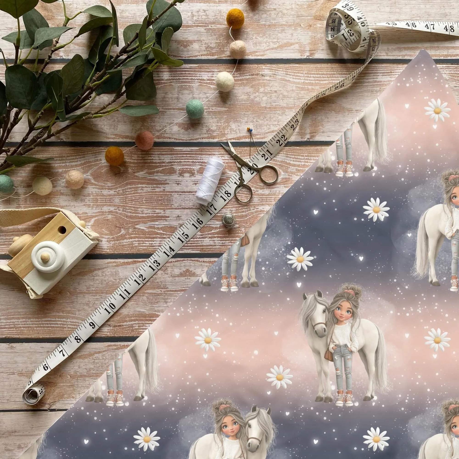 „Maedchen und Pferd Stoff Meterware – ideal fuer Kinderkleidung & Pferdeliebe“