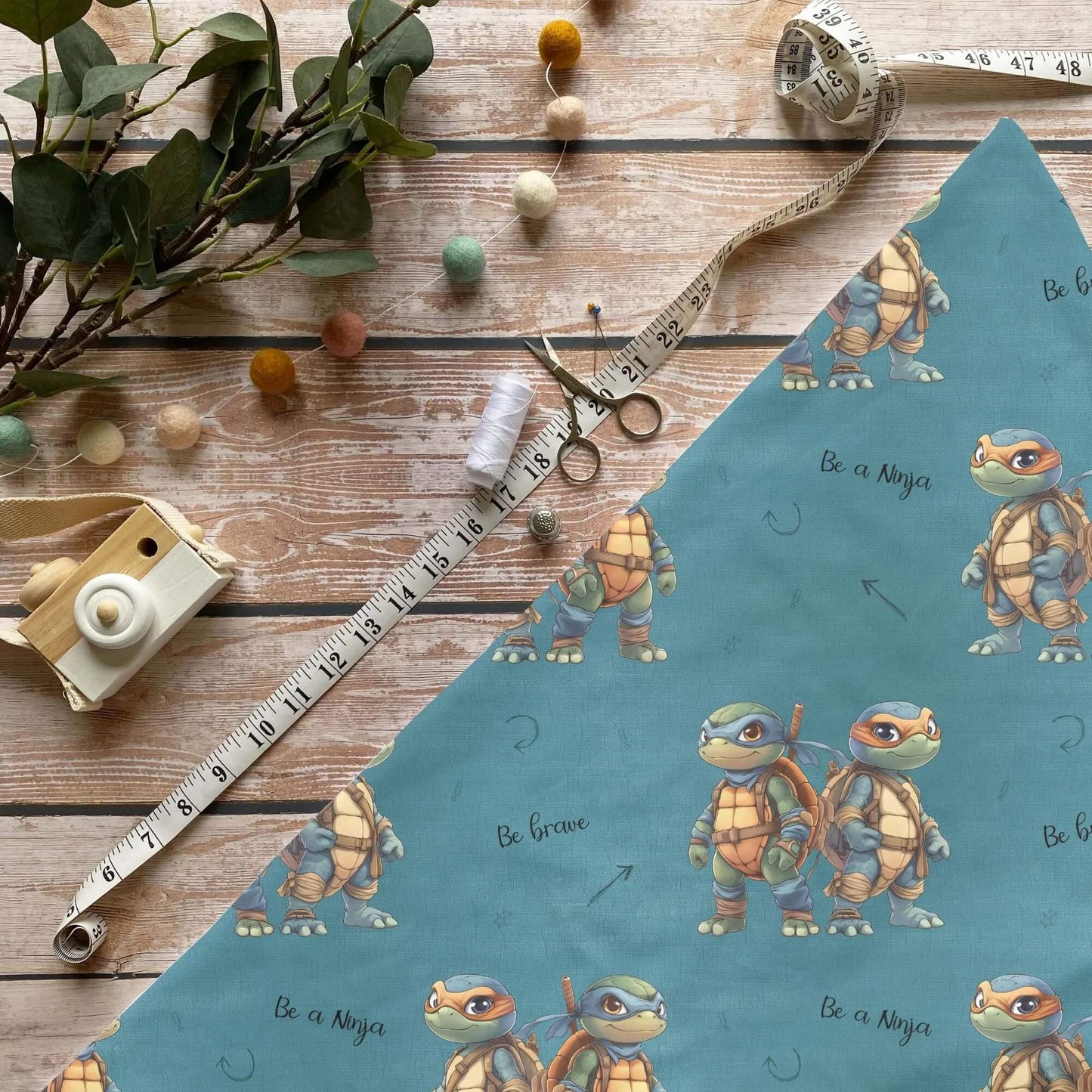 „Ninja Schildkroete Stoff Meterware – ideal fuer Kinderkleidung & Actionaccessoires“
