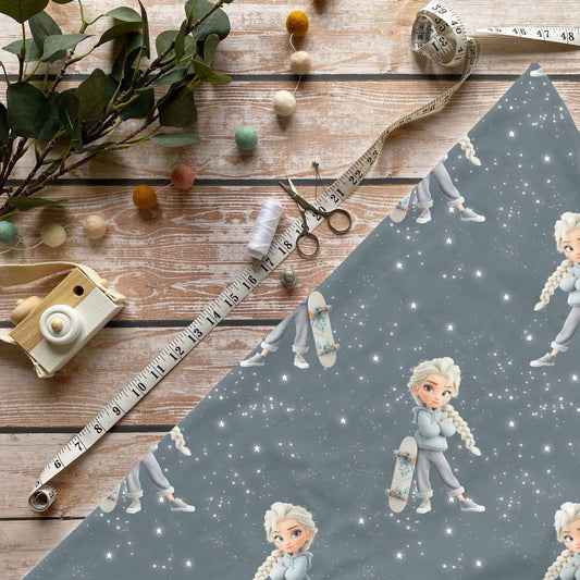 „Skater Girl Stoff Meterware – ideal für Kinderkleidung & Streetstyle-Motive“